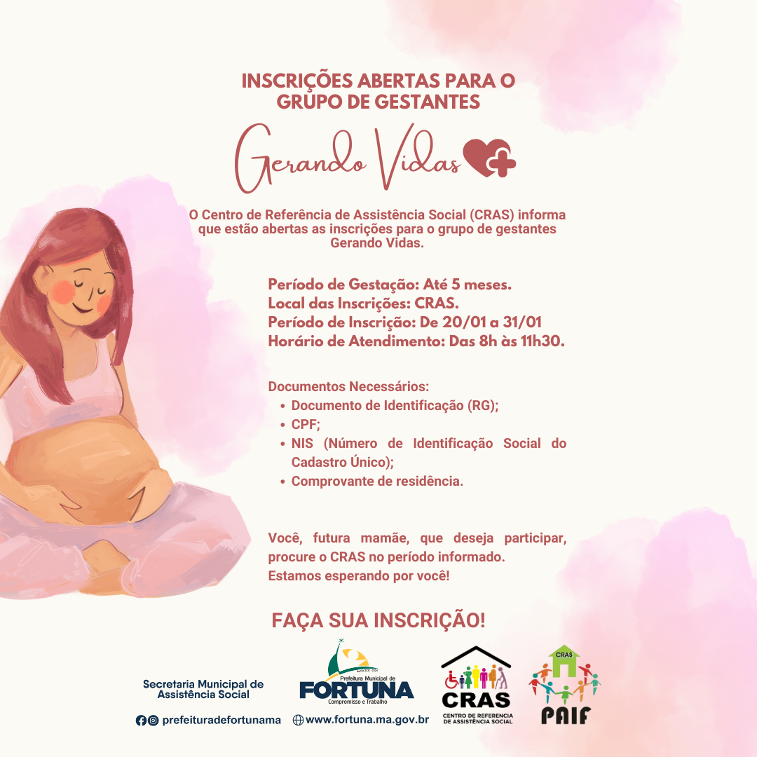 Inscrições Abertas para o Grupo de Gestantes "Gerando Vidas"